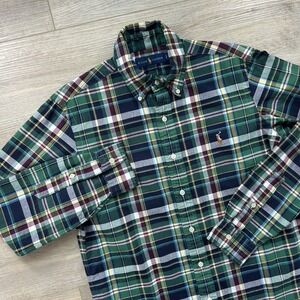 Ralph Lauren Small Madras Plaid Green Classic Fit Oxford Flesh Pony Button Down